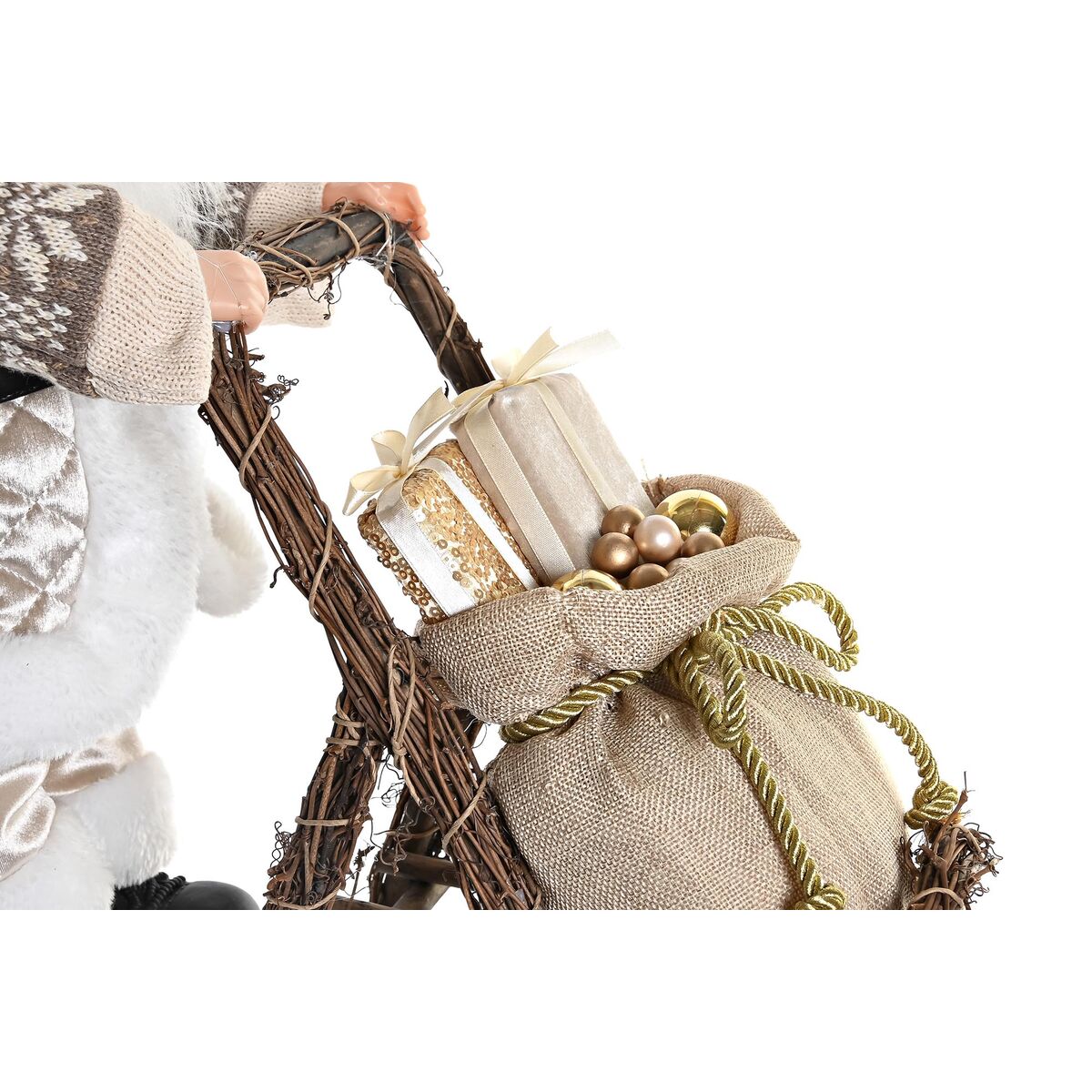 Figura Decorativa DKD Home Decor Papá Noel Navidad Gris Champán Madera 42 x 22 x 48 cm