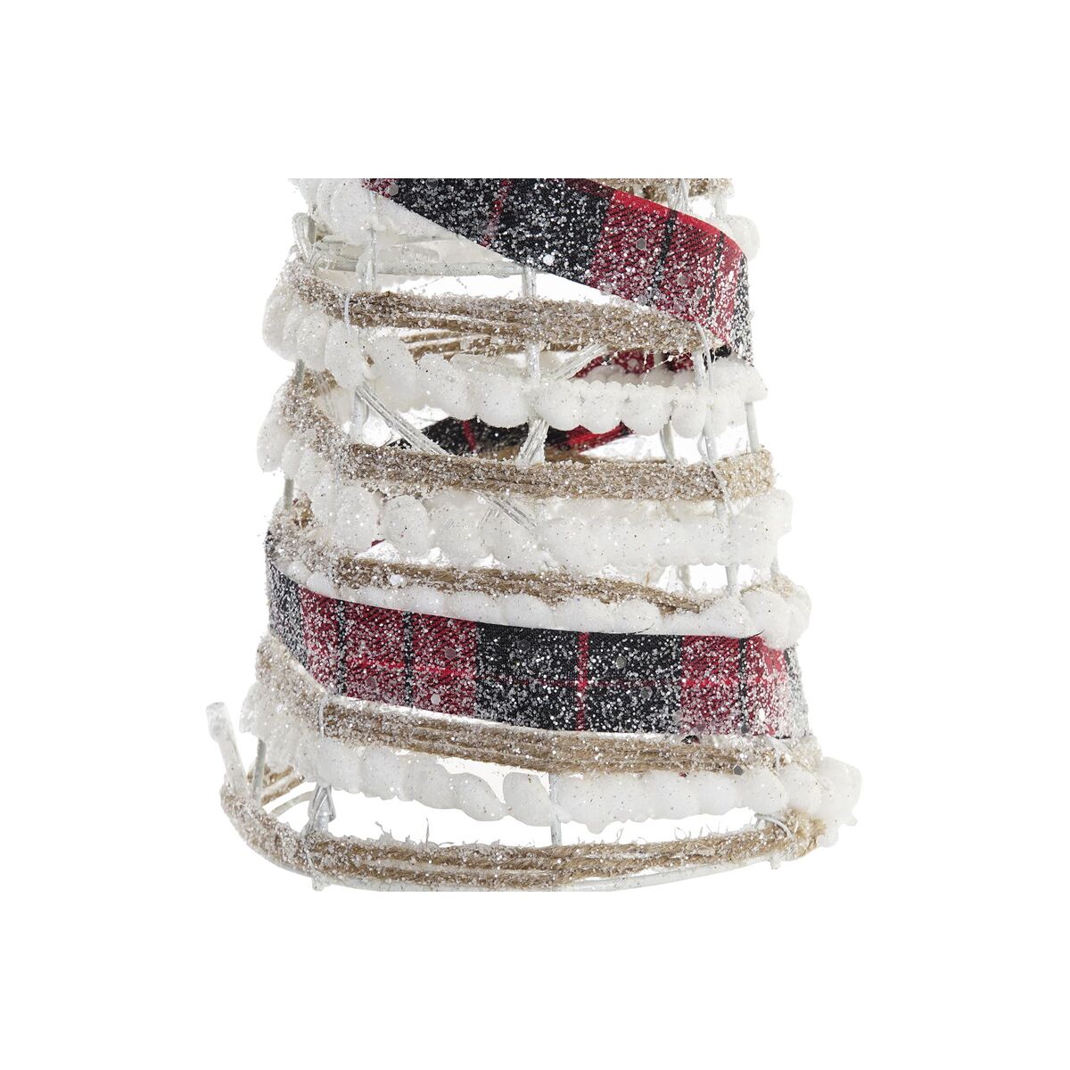 Decoración luminosa DKD Home Decor Blanco Negro Rojo Natural Plateado 20 x 20 x 80 cm Conos Navidad LED (3 Piezas)