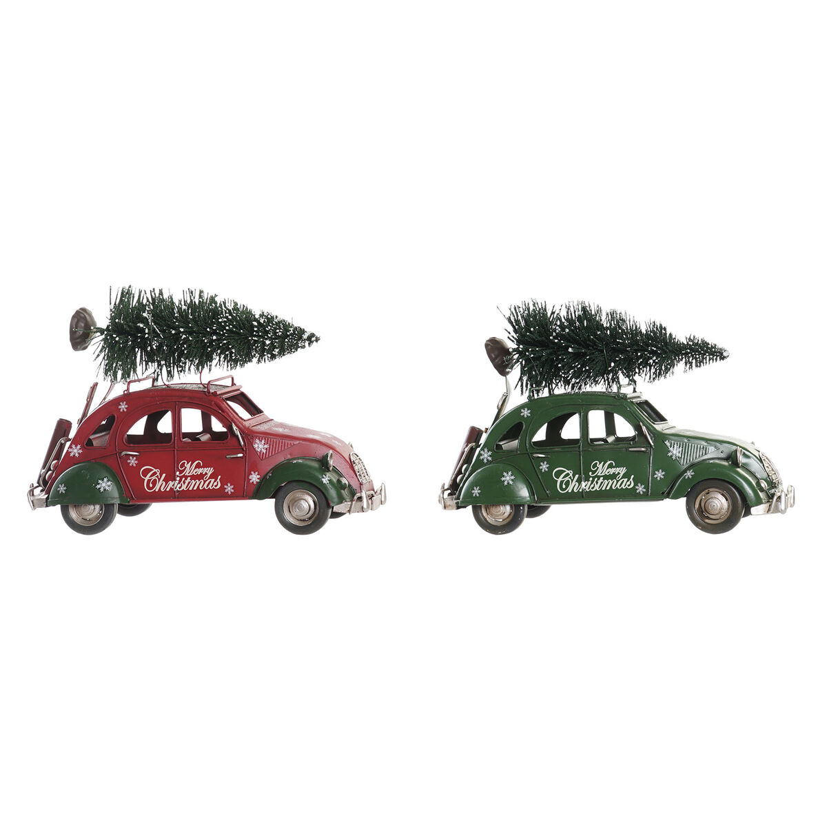 Adorno Navideño DKD Home Decor Rojo Verde Coche 26 x 11,5 x 16,5 cm (2 Unidades)
