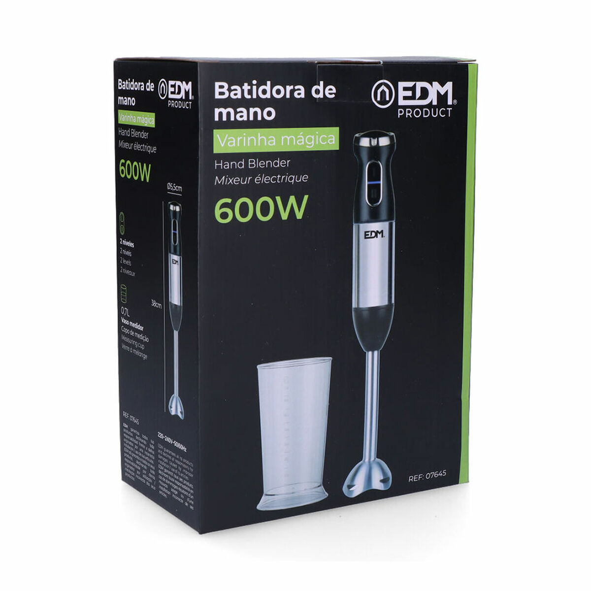 Batidora de Mano EDM 07645 Negro Plateado 600 W