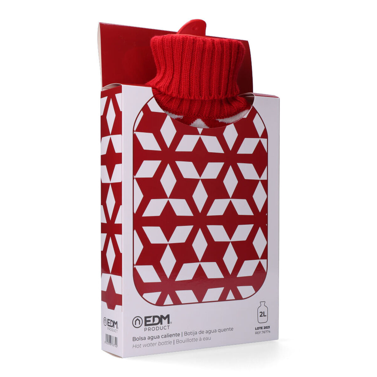 Bolsa de Agua Caliente EDM 76774 Rojo/Blanco Lana 2 L