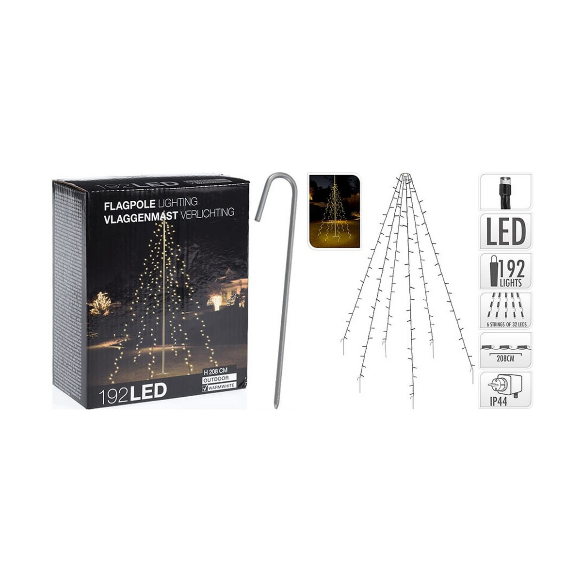 Cortina de Luces LED Luz cálida Blanco Cálido 2 m Negro