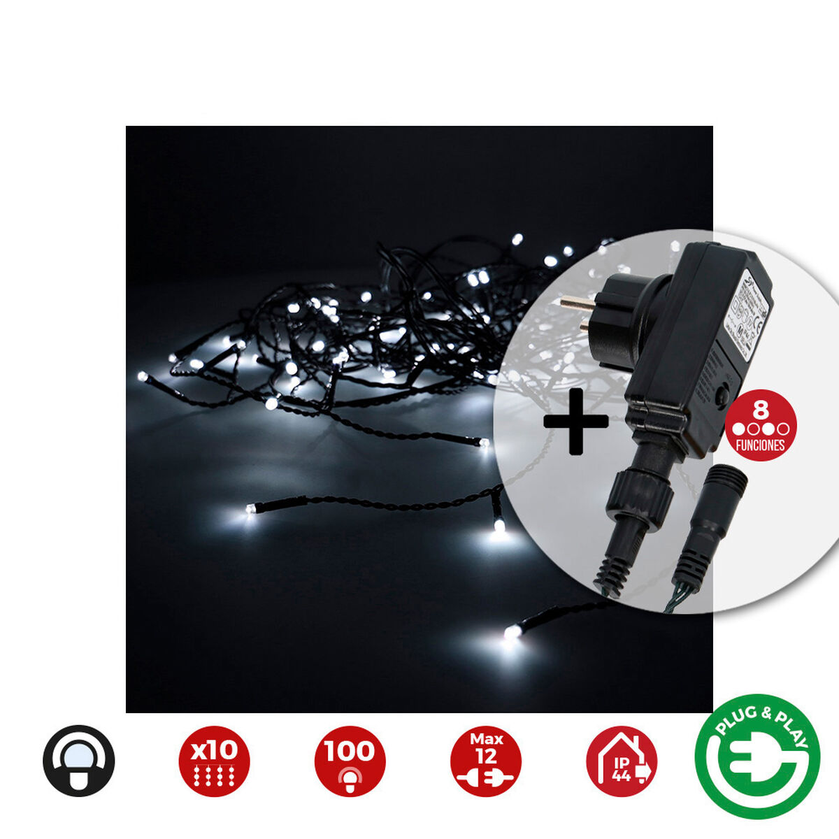 Cortina de Luces LED EDM 71480 1,8 W 2 x 1 m Blanco