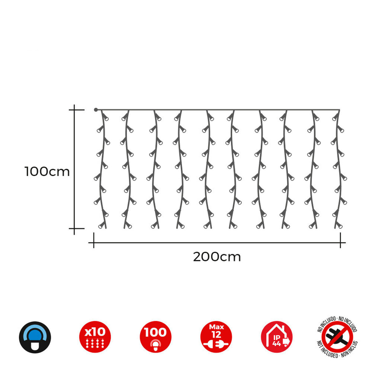 Cortina de Luces LED EDM 71259 1,8 W Azul Transparente 2 x 1 m (1 unidad)
