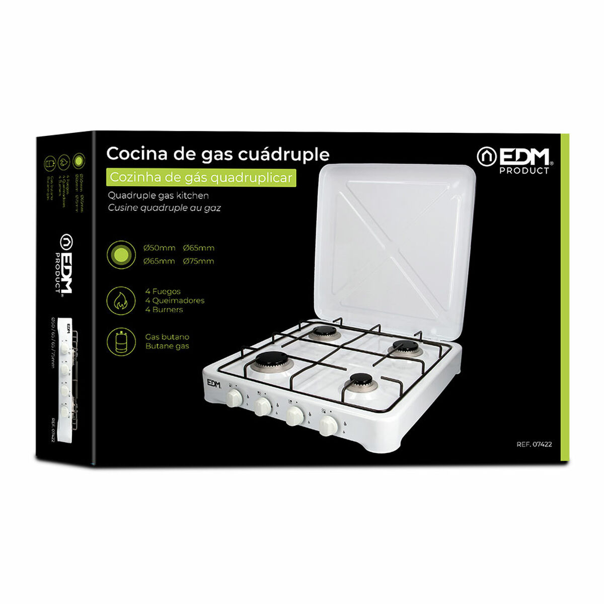 Cocina de Gas EDM 07422 Blanco 1500 W