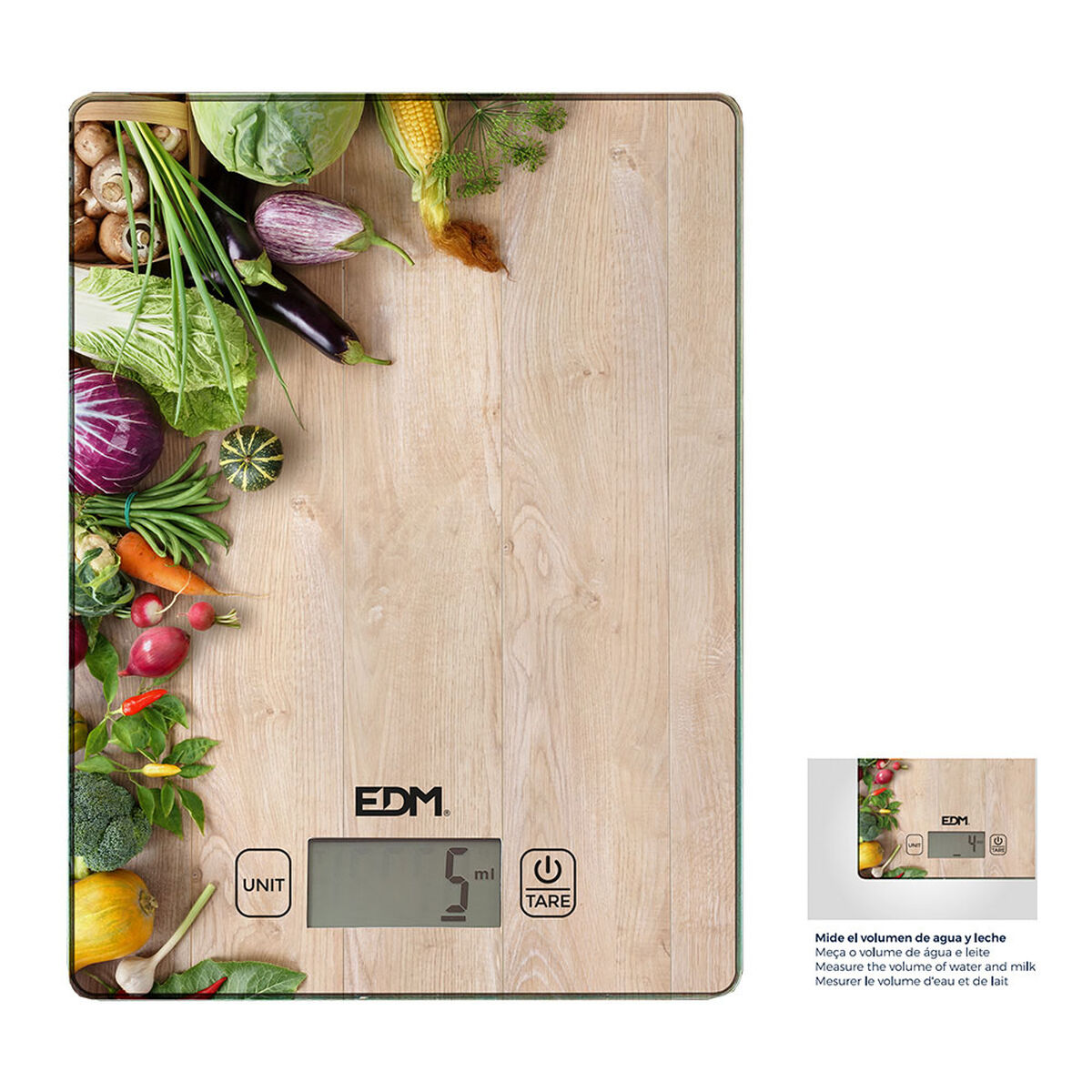 Báscula de Cocina EDM 07527 Marrón Madera 5 kg