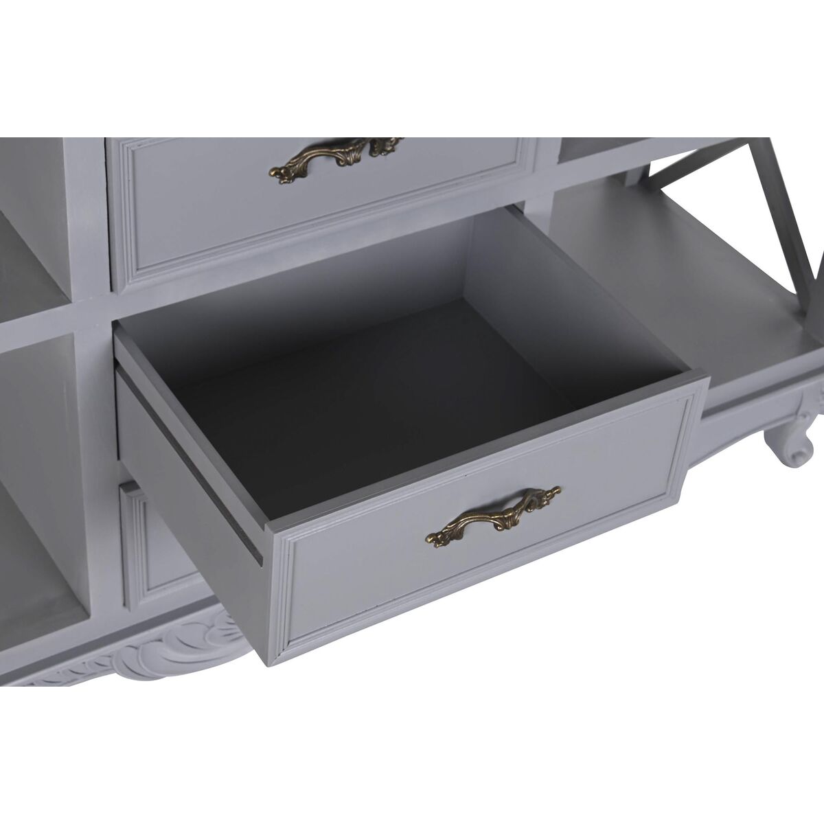 Aparador DKD Home Decor Gris Natural Madera de Paulonia Madera MDF 132 x 40 x 84.5 cm 132 x 40 x 84,5 cm