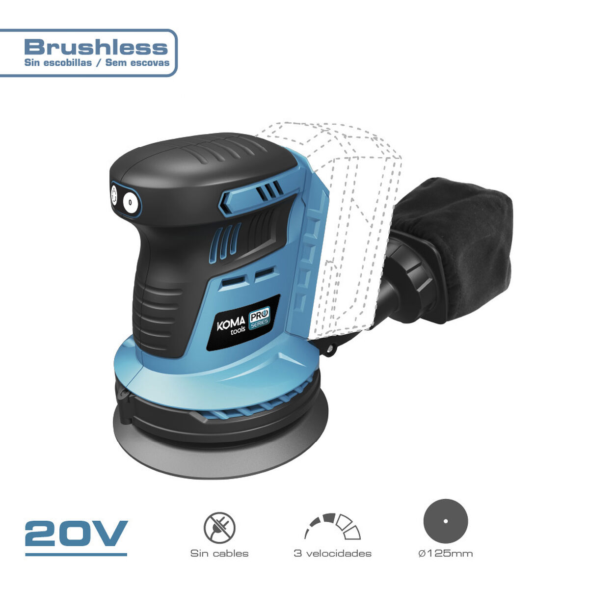 Lijadora excéntrica Koma Tools Brushless Ø 125 mm 20 V
