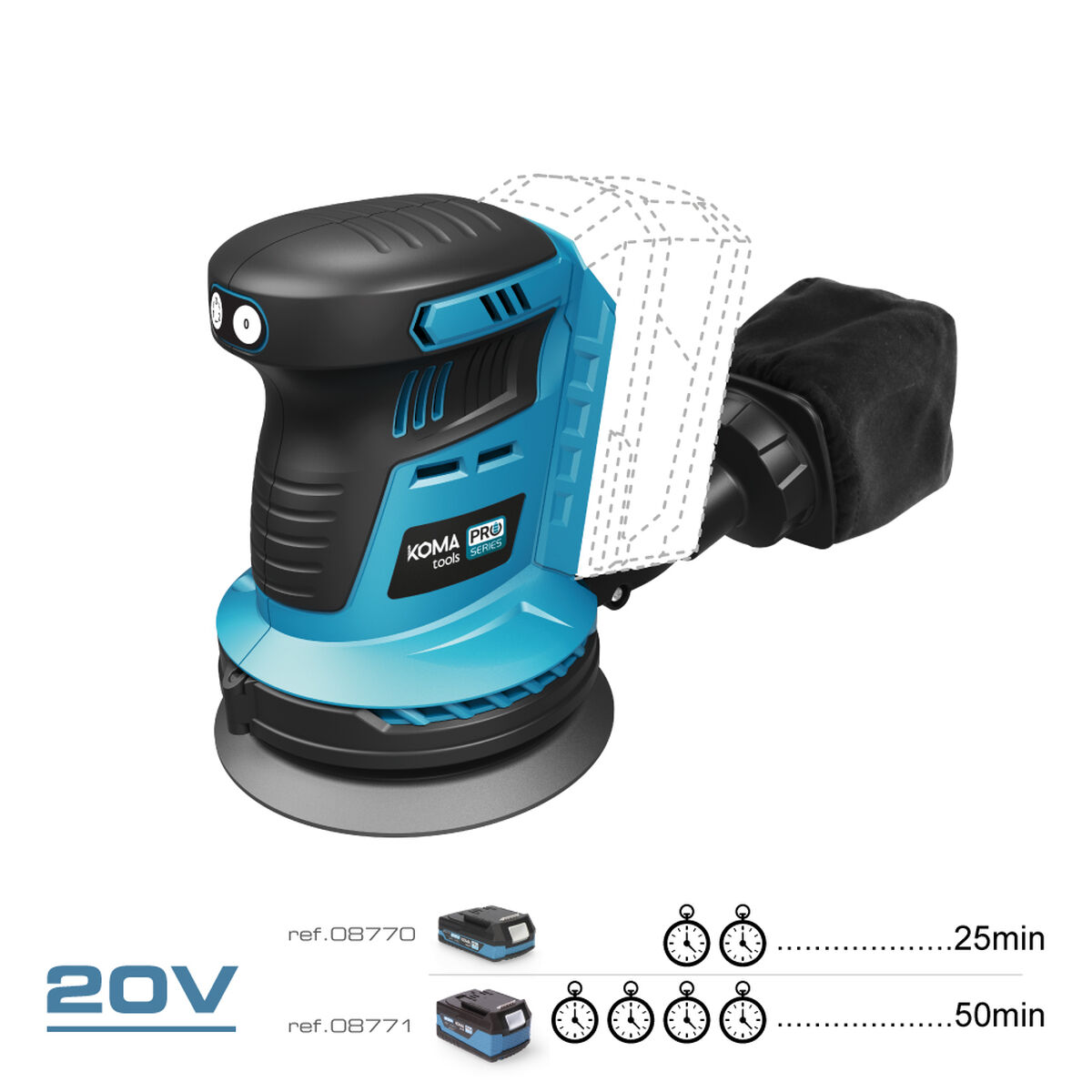 Lijadora excéntrica Koma Tools Brushless Ø 125 mm 20 V