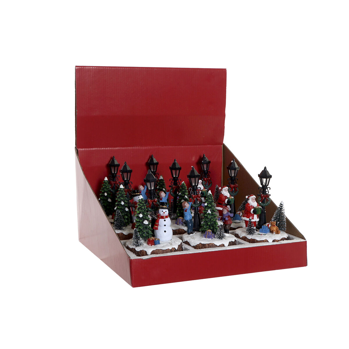 Figura Decorativa DKD Home Decor Luz LED Resina Muñeco de Nieve (9 x 9 x 13 cm) (2 Unidades)