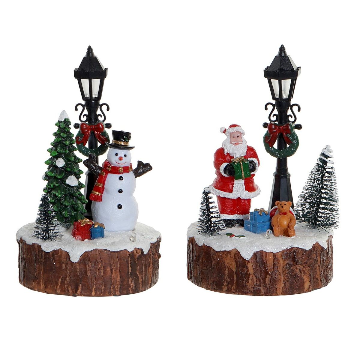 Figura Decorativa DKD Home Decor Luz LED Resina Muñeco de Nieve (9 x 9 x 13 cm) (2 Unidades)