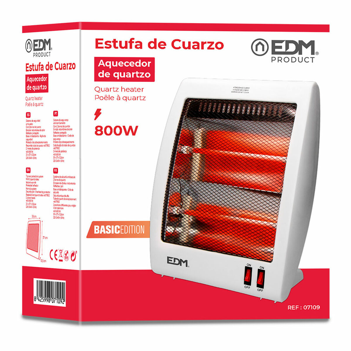 Estufa de Cuarzo EDM 07109 07109 Blanco 1000 W