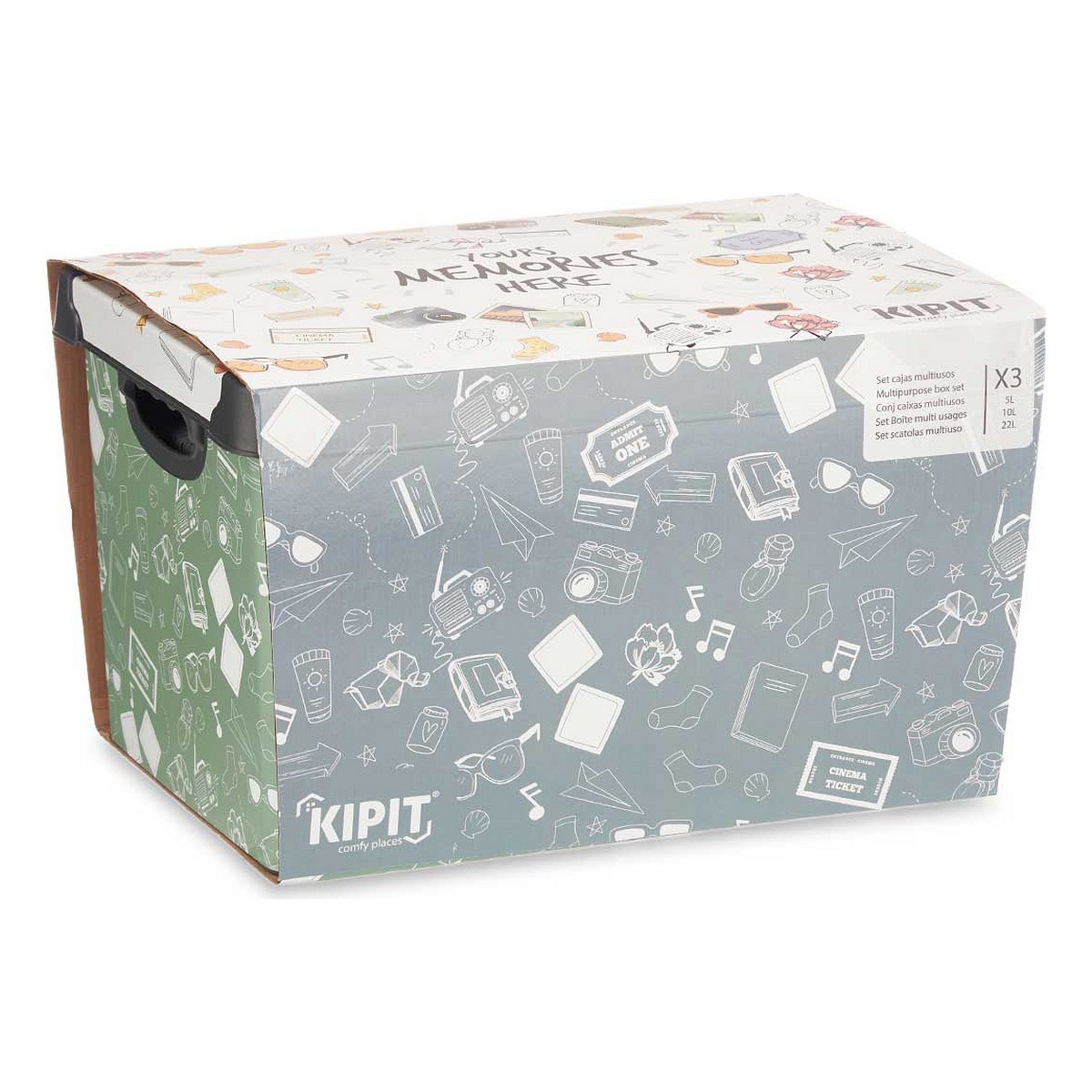 Set de Cajas Organizadoras Apilables Kipit Memories Plástico Estampado