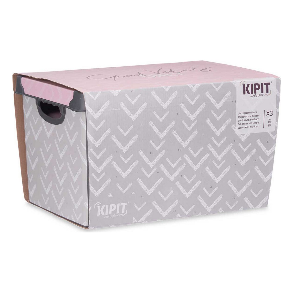 Set de Cajas Organizadoras Apilables Kipit Vibes Plástico Estampado
