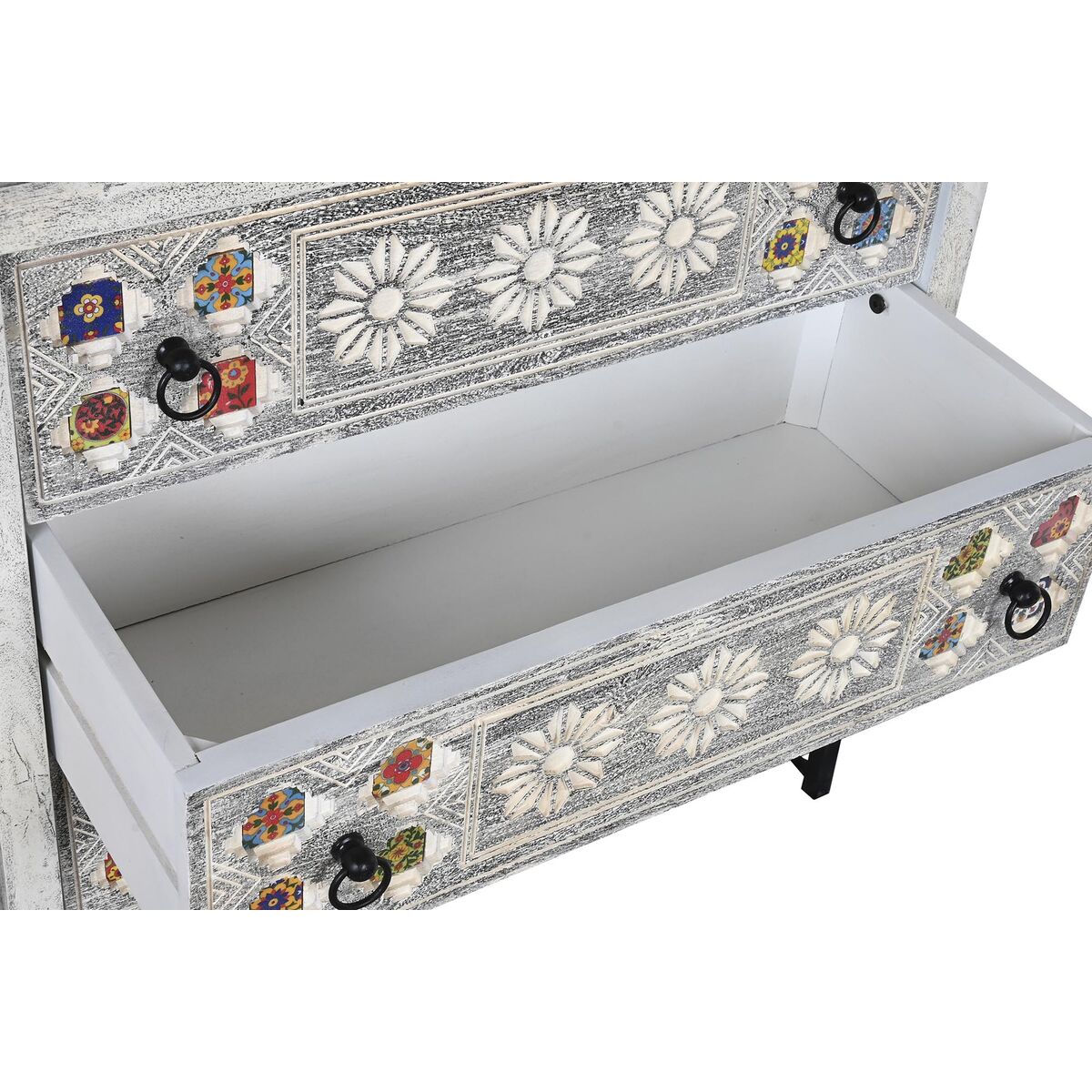 Cómoda DKD Home Decor Cerámica Gris Blanco Madera de mango (80 x 38 x 80 cm)