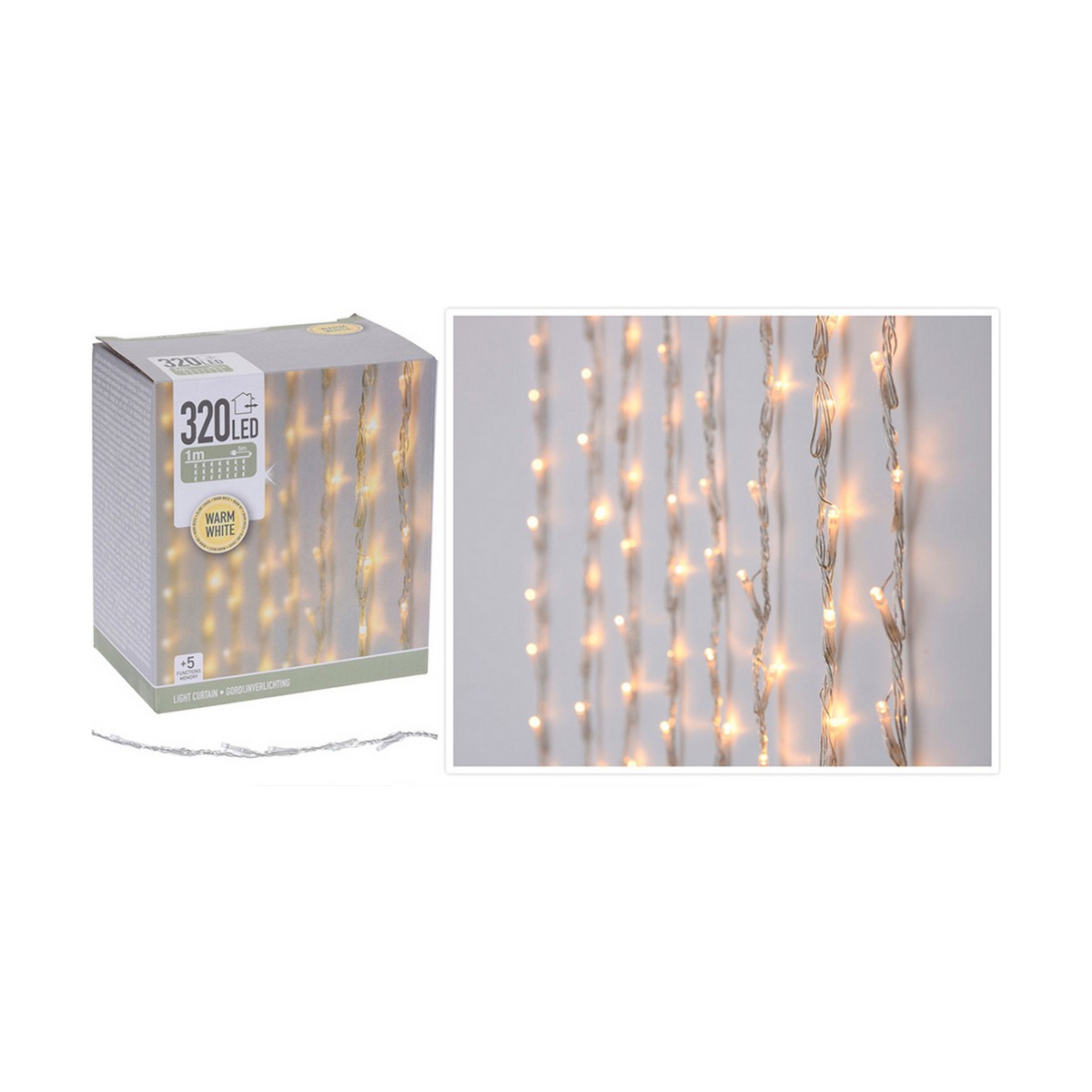 Cortina de Luces LED H&S 2,7 W Luz cálida Blanco Cálido 5 m 2 x 1 m 1 x 2 m Amarillo