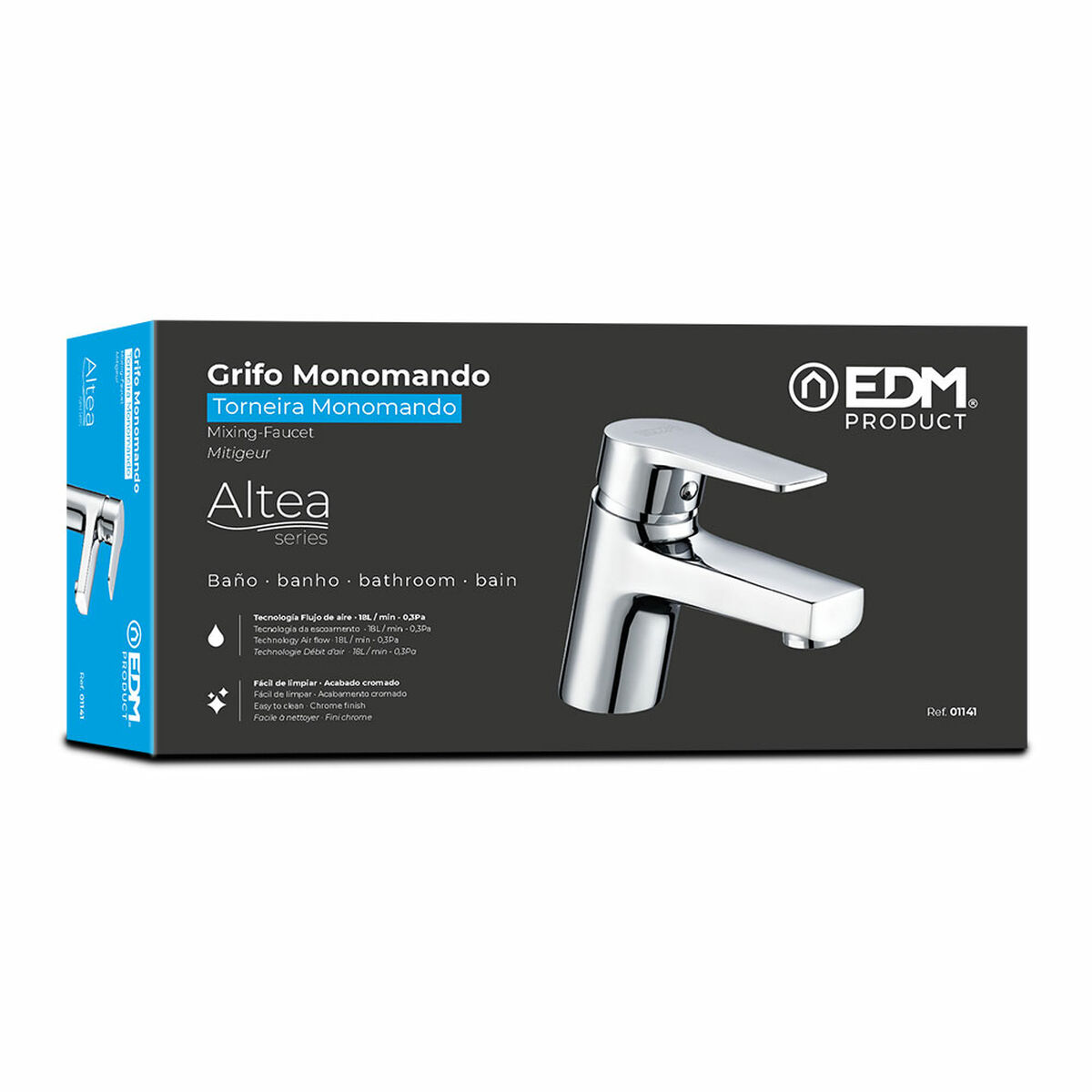 Grifo Monomando EDM 01141 Altea Acero Inoxidable Latón Zinc 14,5 x 12 cm