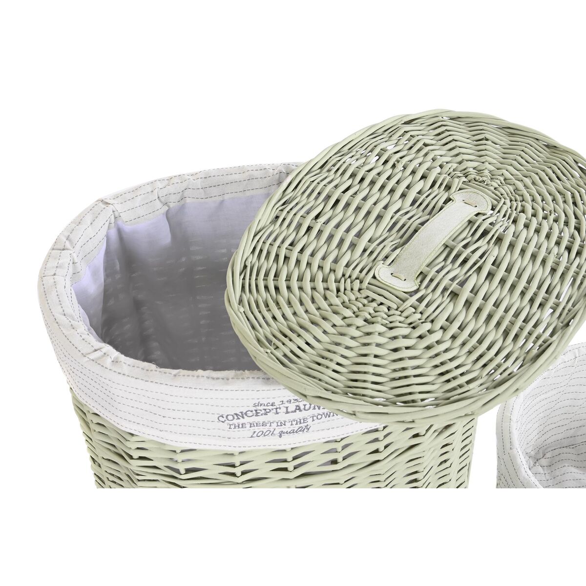 Juego de Cestos DKD Home Decor Verde Mimbre 51 x 37 x 56 cm 5 Piezas