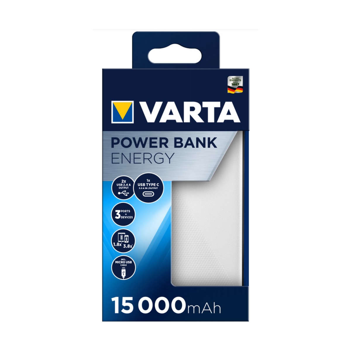 Power Bank Varta Energy 15000 Negro/Blanco 15000 mAh
