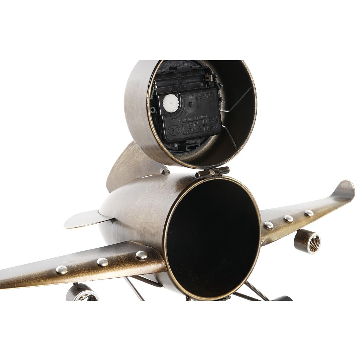 Reloj de Mesa DKD Home Decor Dorado Plateado Avión (2 Unidades)
