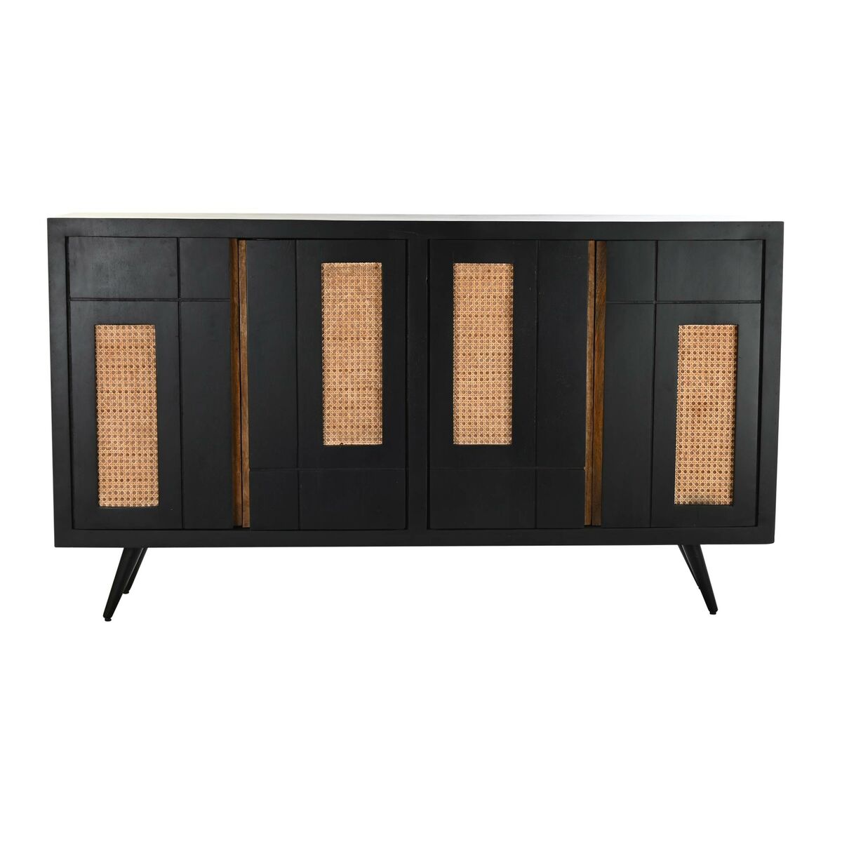 Aparador DKD Home Decor Negro Ratán Madera de mango 160 x 40 x 90 cm