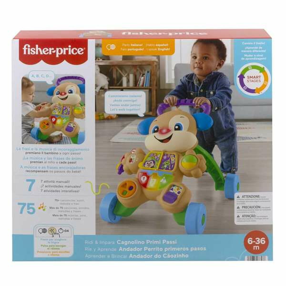 Andador con ruedas Fisher-Price Sonido Luces Perro Multilenguaje