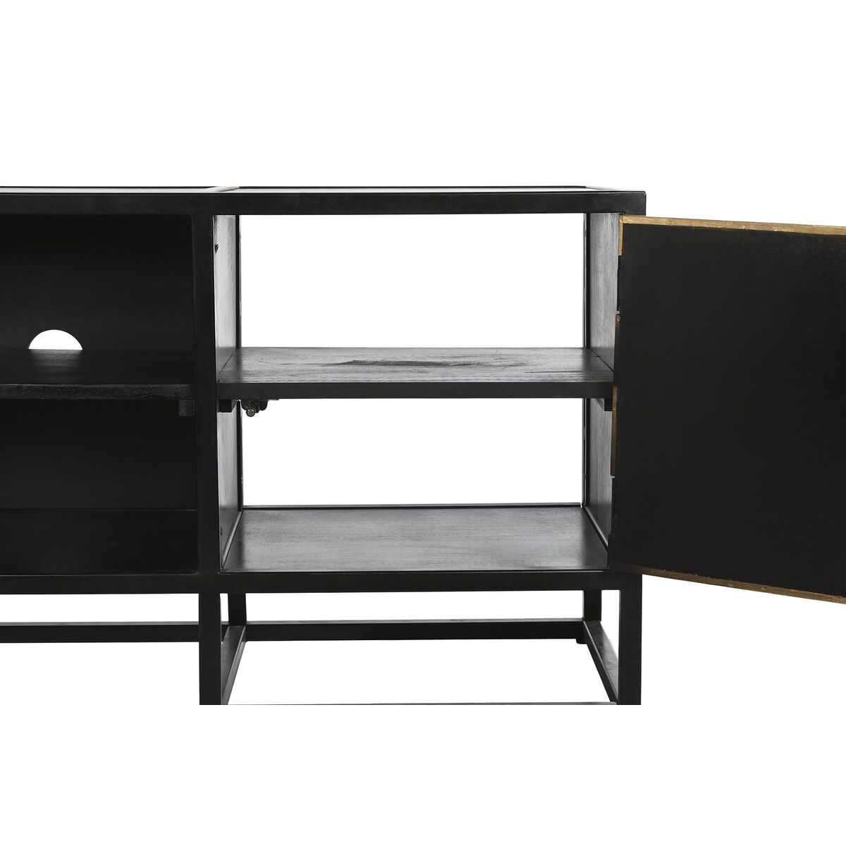 Mueble de TV DKD Home Decor Negro Metal Madera (120 x 37 x 50 cm)