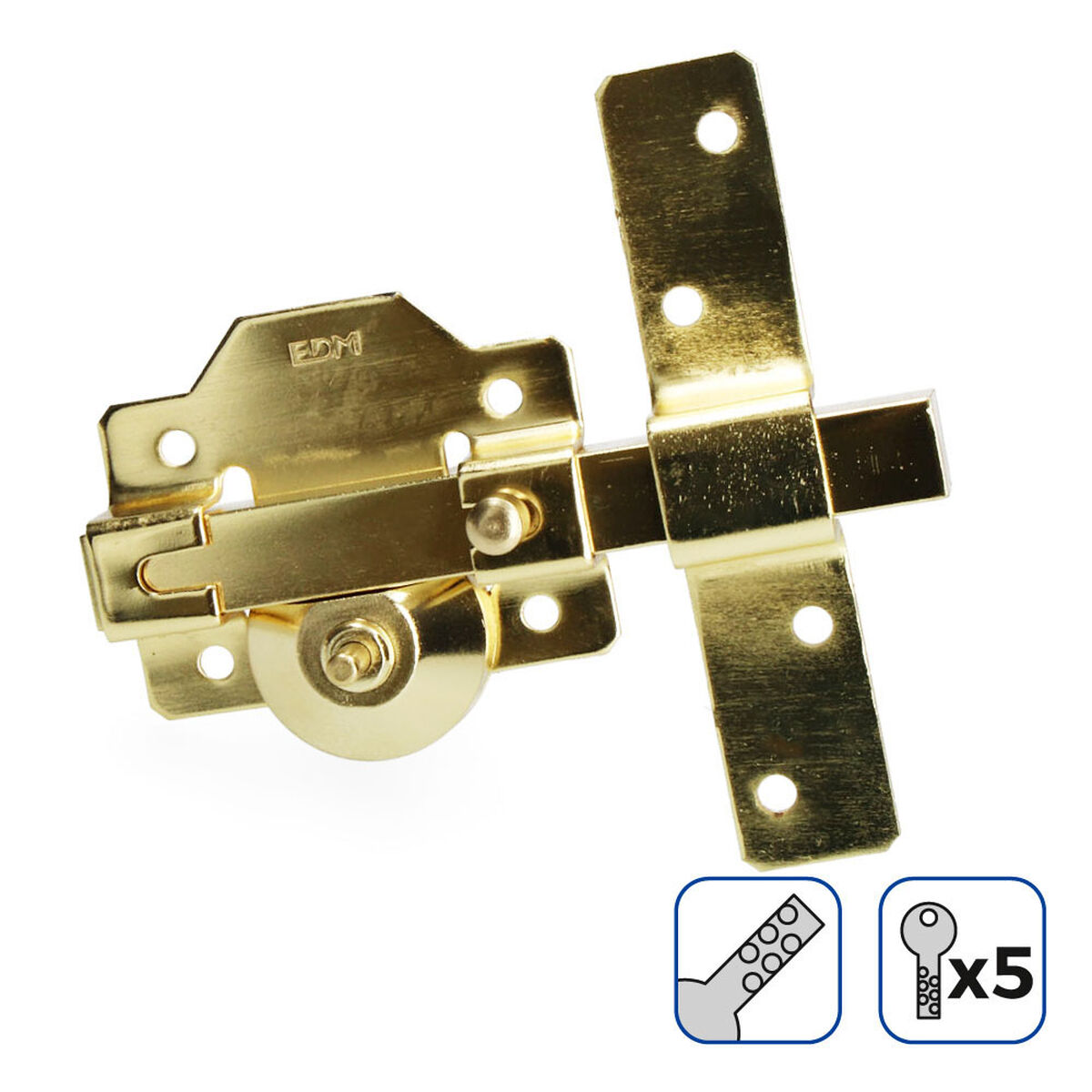 Cerrojo de seguridad EDM 85197 Dorado Acero
