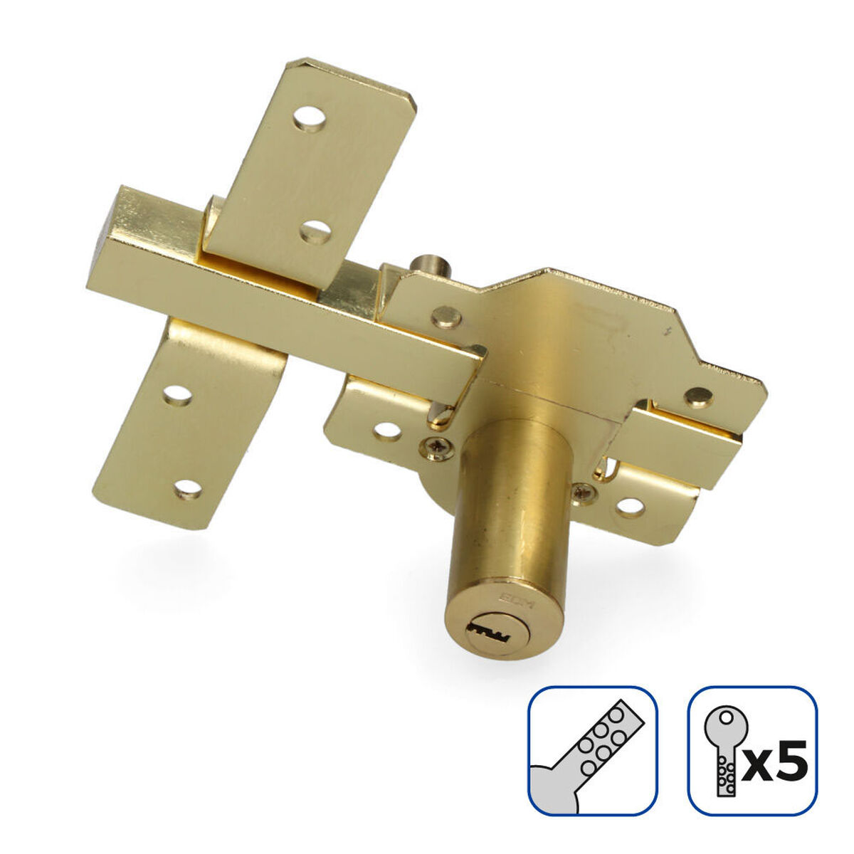 Cerrojo de seguridad EDM 85197 Dorado Acero