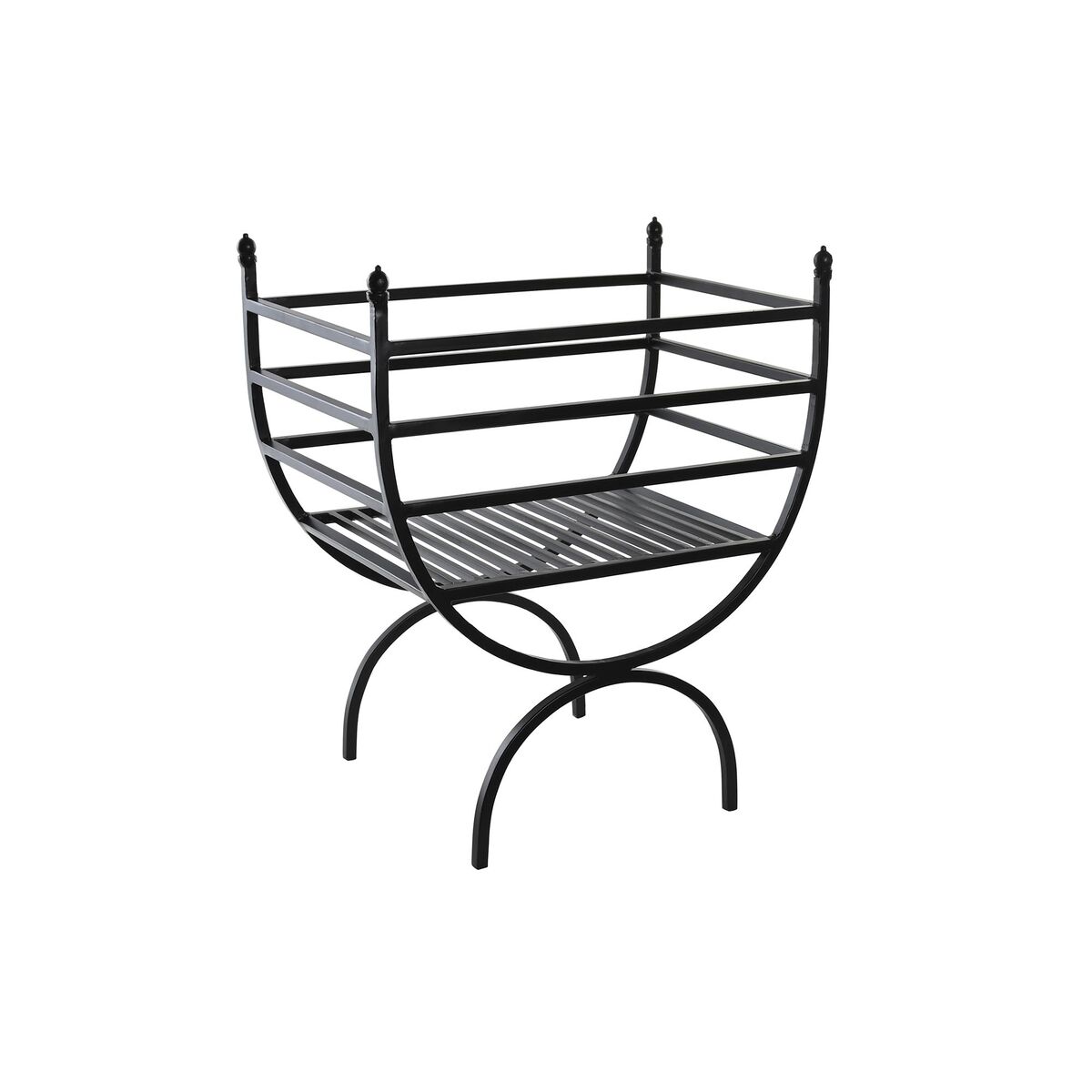 Leñera DKD Home Decor Negro Acero 48 x 30 x 57 cm Soporte para Leña