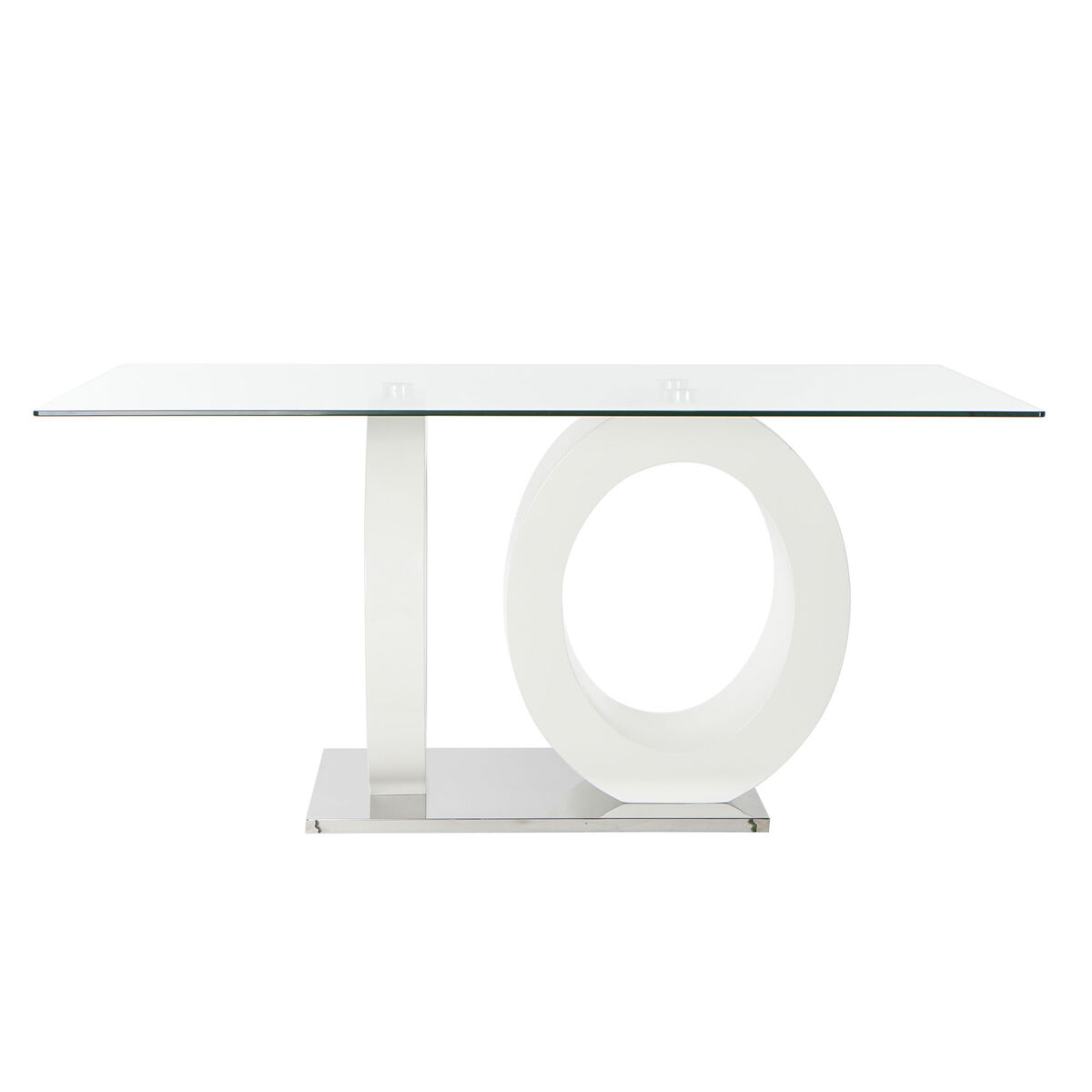Mesa de Comedor DKD Home Decor Cristal Transparente Blanco Madera MDF (160 x 90 x 75 cm)