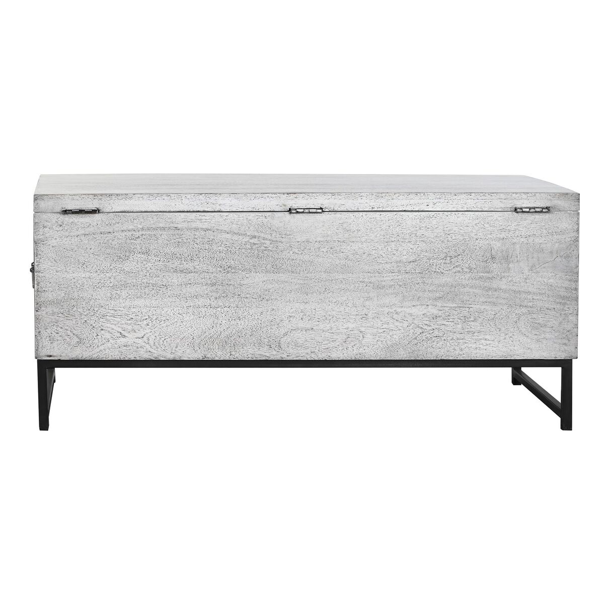 Baúl DKD Home Decor Cerámica Gris Blanco Madera de mango (116 x 40 x 50 cm)