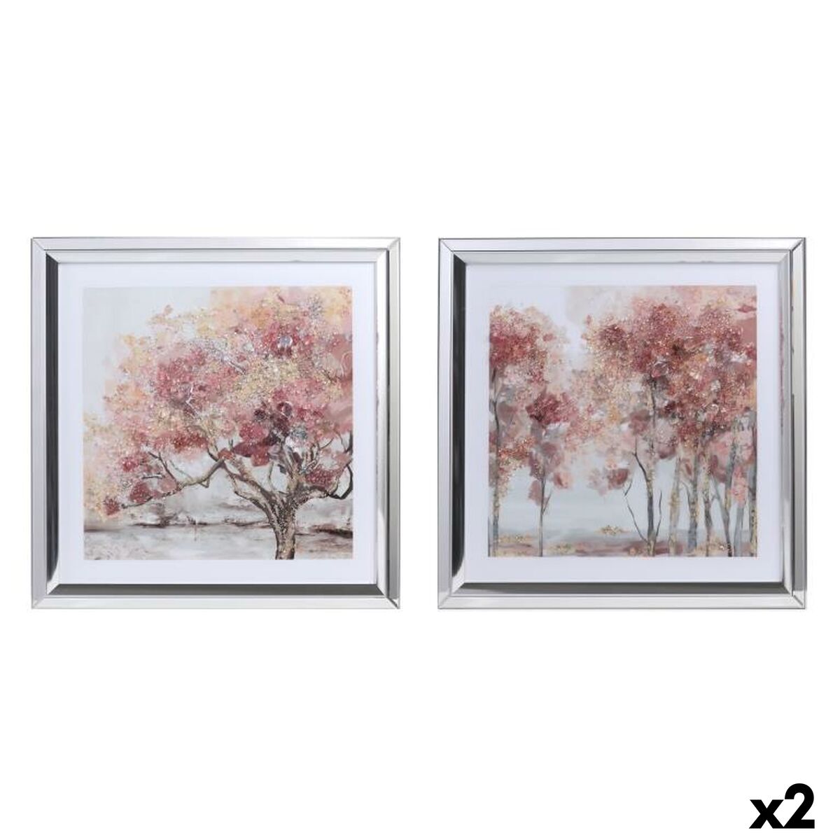 Cuadro DKD Home Decor 69 x 2,5 x 69 cm Árboles Tradicional (2 Unidades)