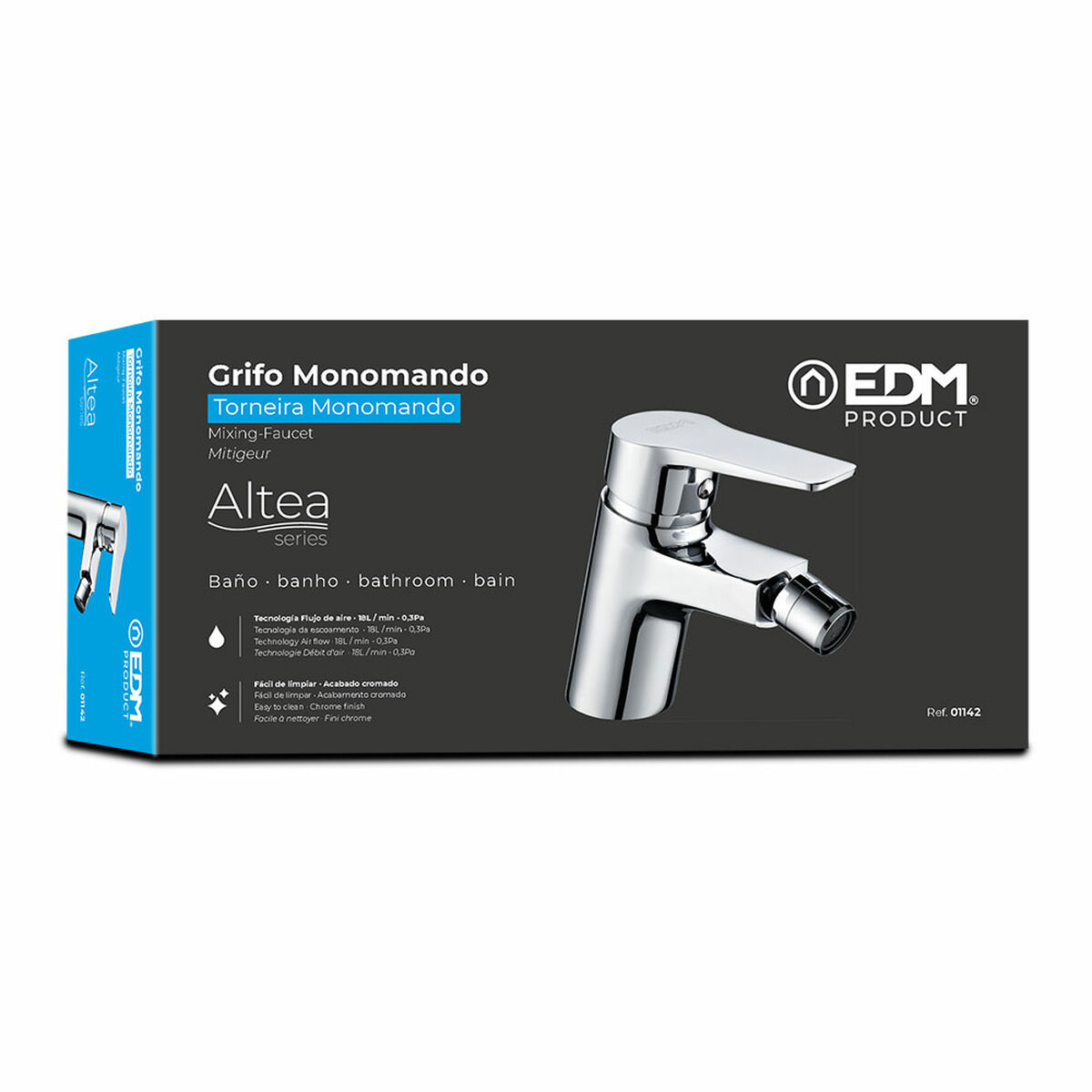 Grifo Monomando EDM 01142 Altea Acero Inoxidable Latón Zinc Bidé sanitario
