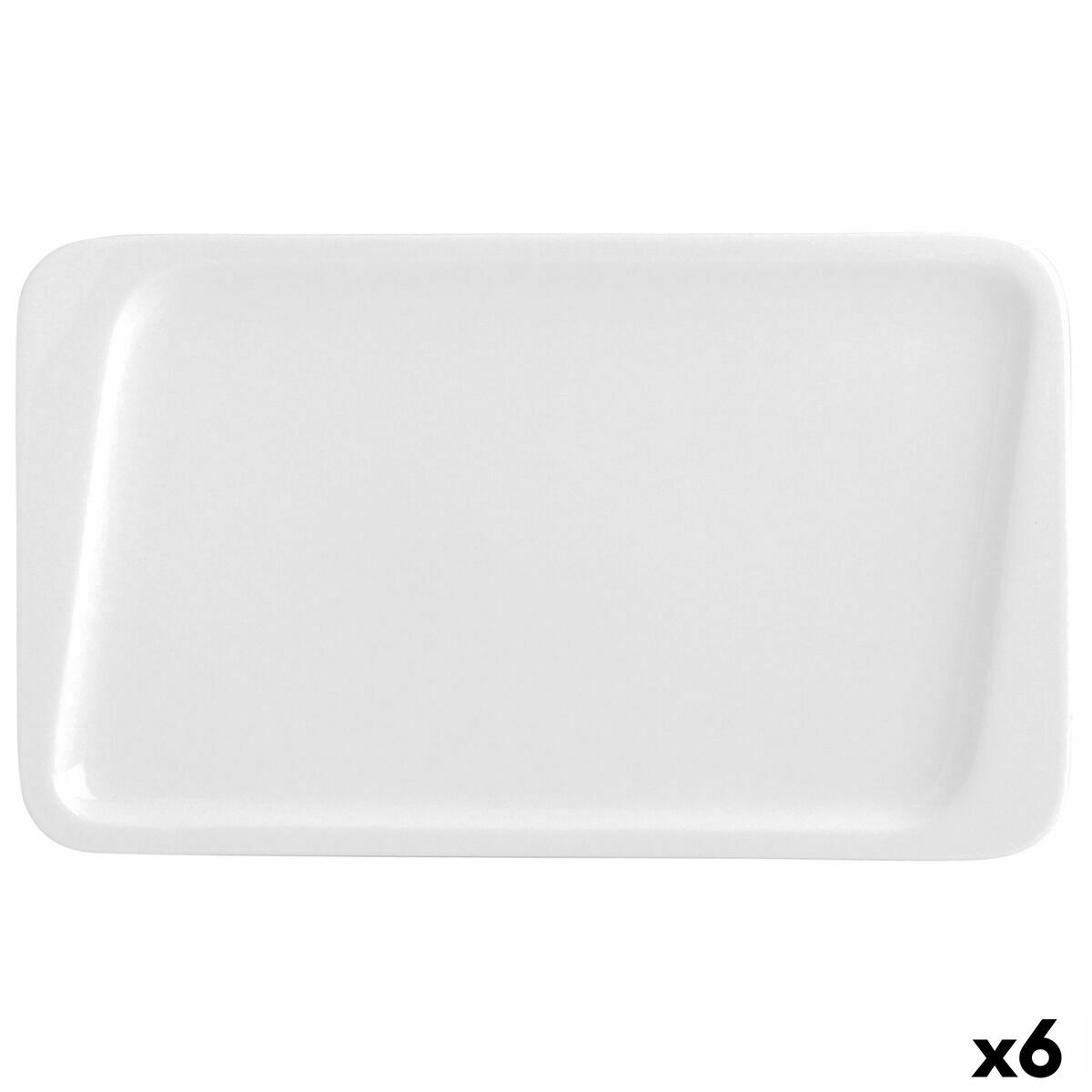 Plato Llano Quid Chef Cerámica Blanco 30 x 18 cm (6 Unidades) (Pack 6x)