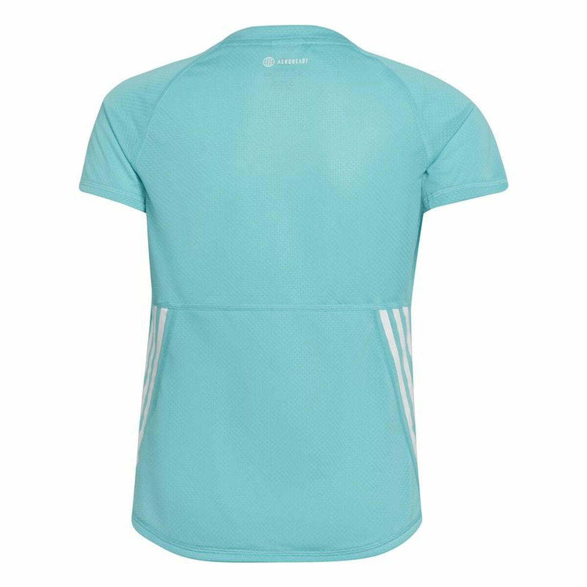 Camiseta de Manga Corta Infantil Adidas Aeroready Three Stripes Aguamarina