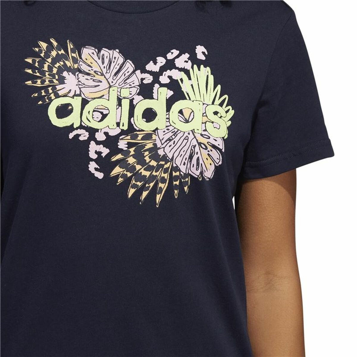 Camiseta de Manga Corta Mujer Adidas Farm Print Graphic Azul oscuro