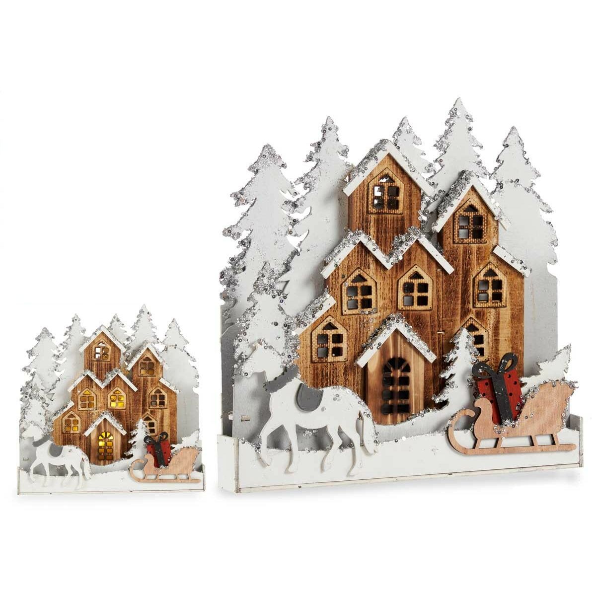 Figura Decorativa Krist+ Blanco Marrón Pueblo 44 x 44,5 x 6 cm Navidad