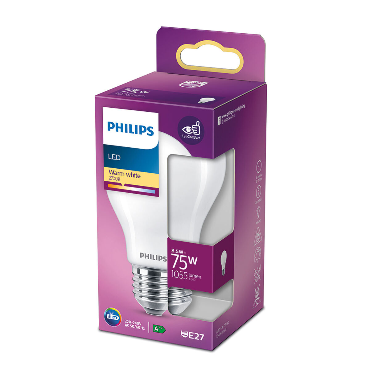 Bombilla LED Philips ø 6,6 x 10,4 cm E 8,5 W E27 1055 lm Ø 6 x 10,4 cm (2700 K)