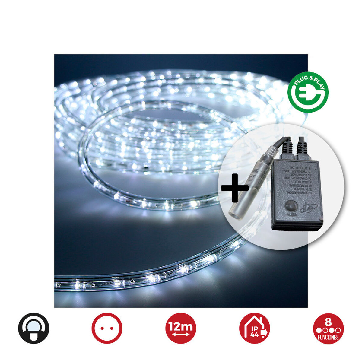 Manguera LED EDM 71491 Flexiled Transparente Blanco Frío 12 m