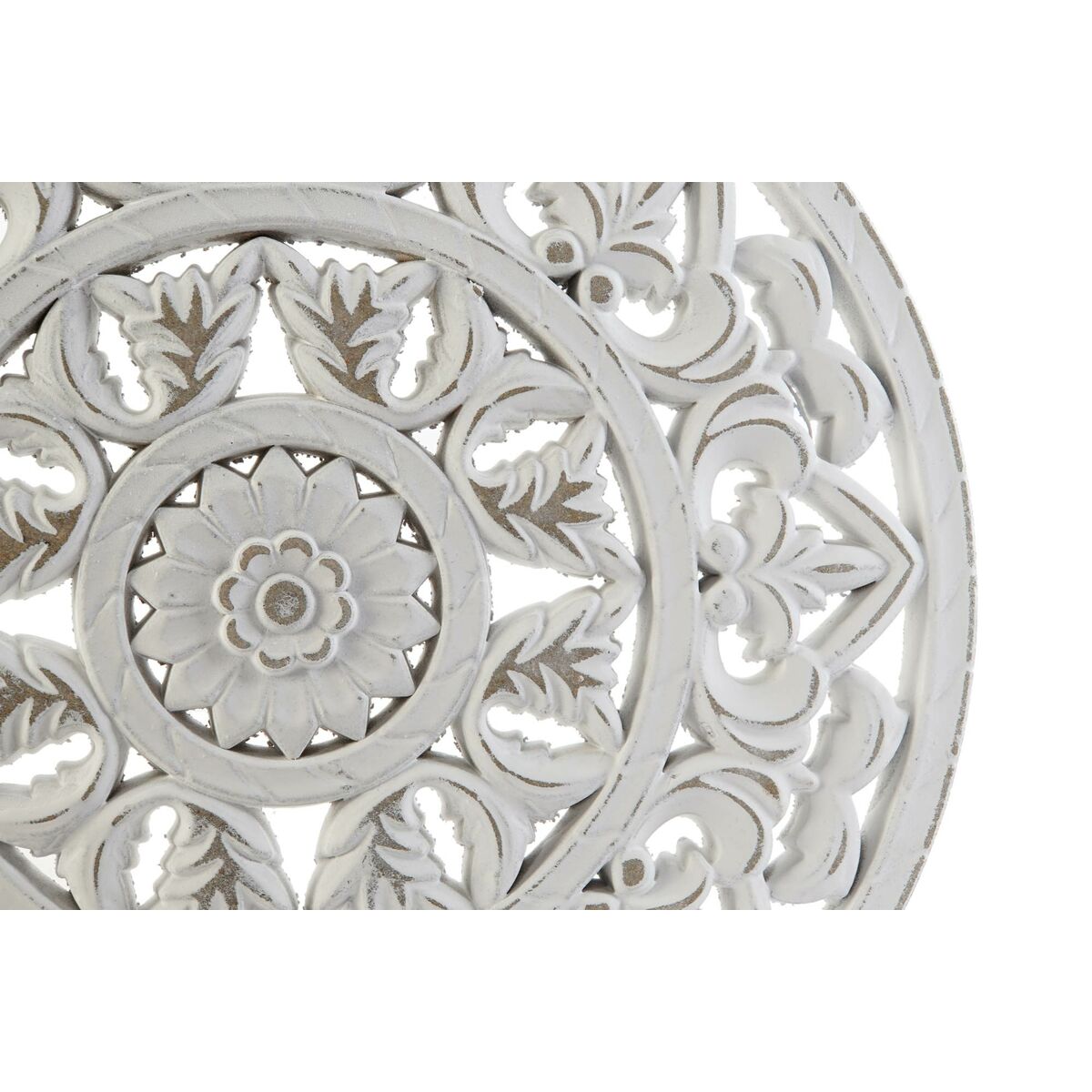 Decoración de Pared DKD Home Decor Blanco Mandala Indio Acabado envejecido 30 x 2 x 30 cm (2 Unidades)