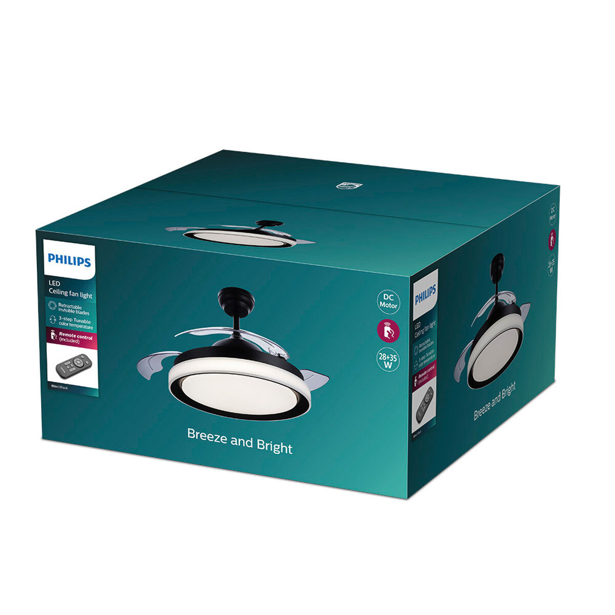Ventilador de Techo con Luz Philips Atlas Negro 35 W 28 W 4500 Lm (2700 K)