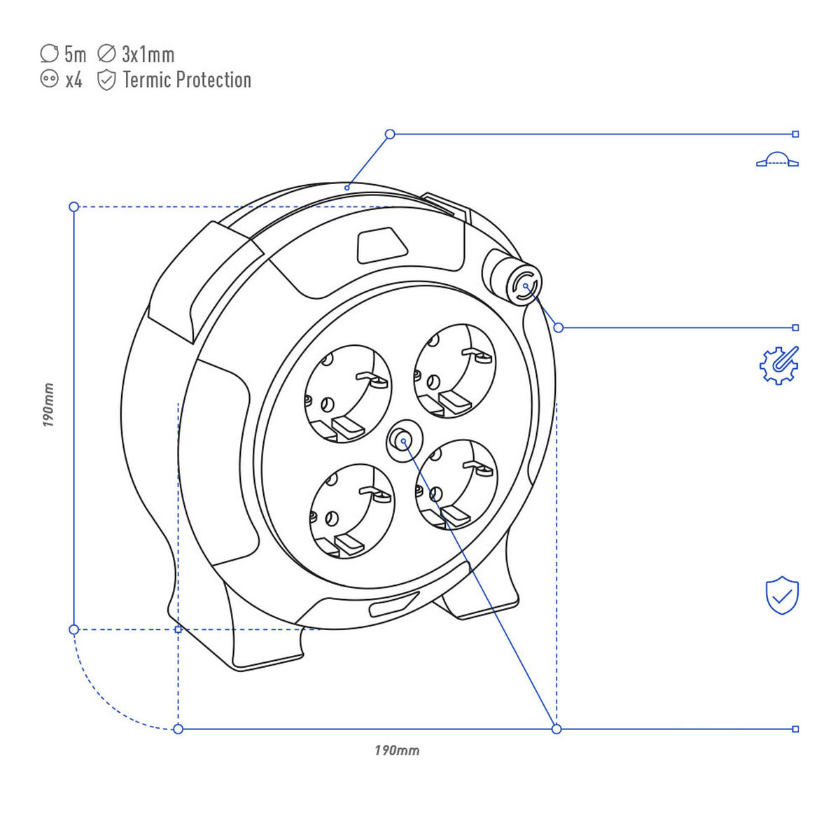 Alargador EDM 20050 Rojo 5 m Cable
