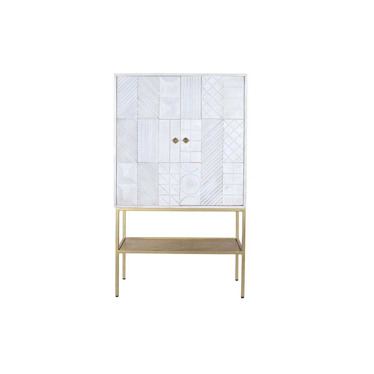 Aparador DKD Home Decor Blanco Dorado Metal Madera de mango 91 x 44 x 152 cm