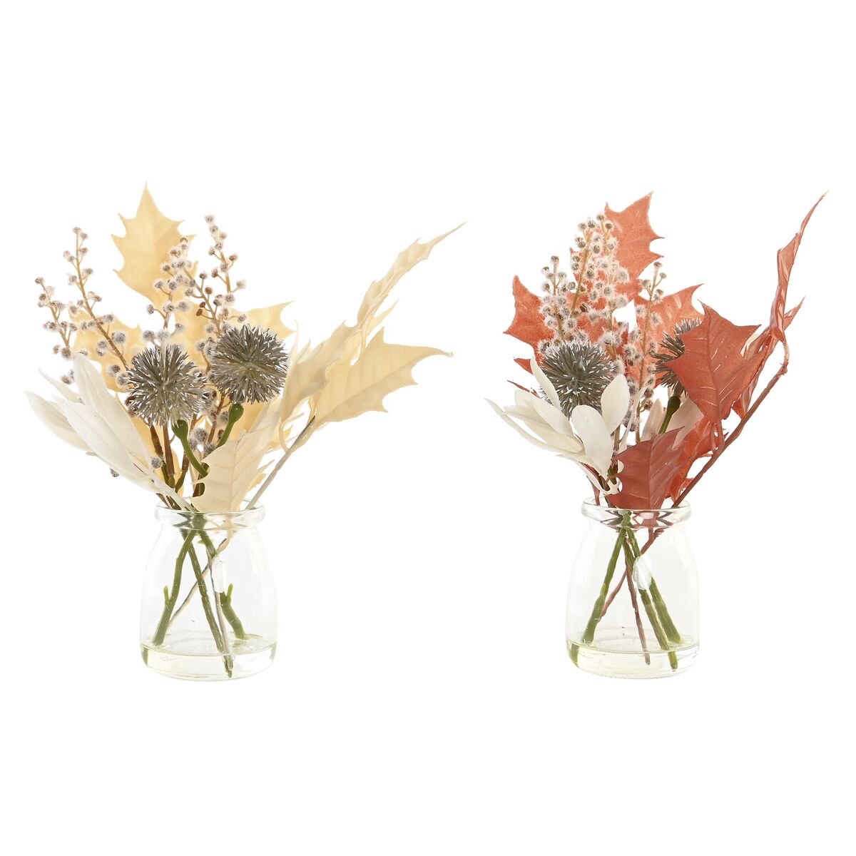 Planta Decorativa DKD Home Decor Cristal Dorado Marrón Polietileno Blanco (6 x 6 x 27 cm) (2 Unidades)