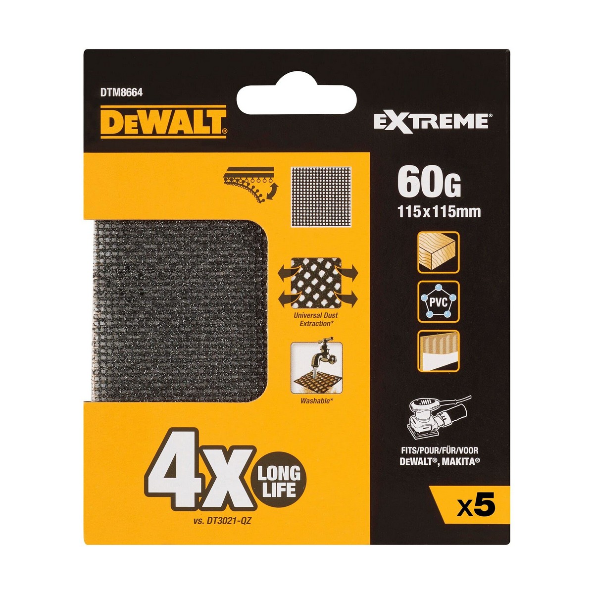 Hojas de Multiherramientas Dewalt dtm8664-qz 115 x 115 mm Lijadora orbital 5 Unidades