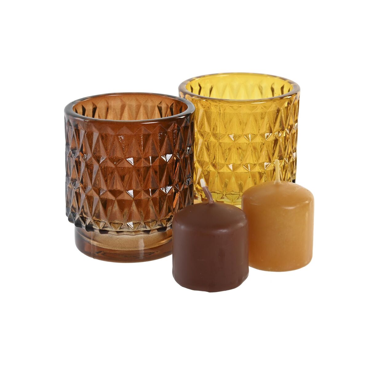Set de Velas DKD Home Decor Marrón Mostaza (2 Unidades)
