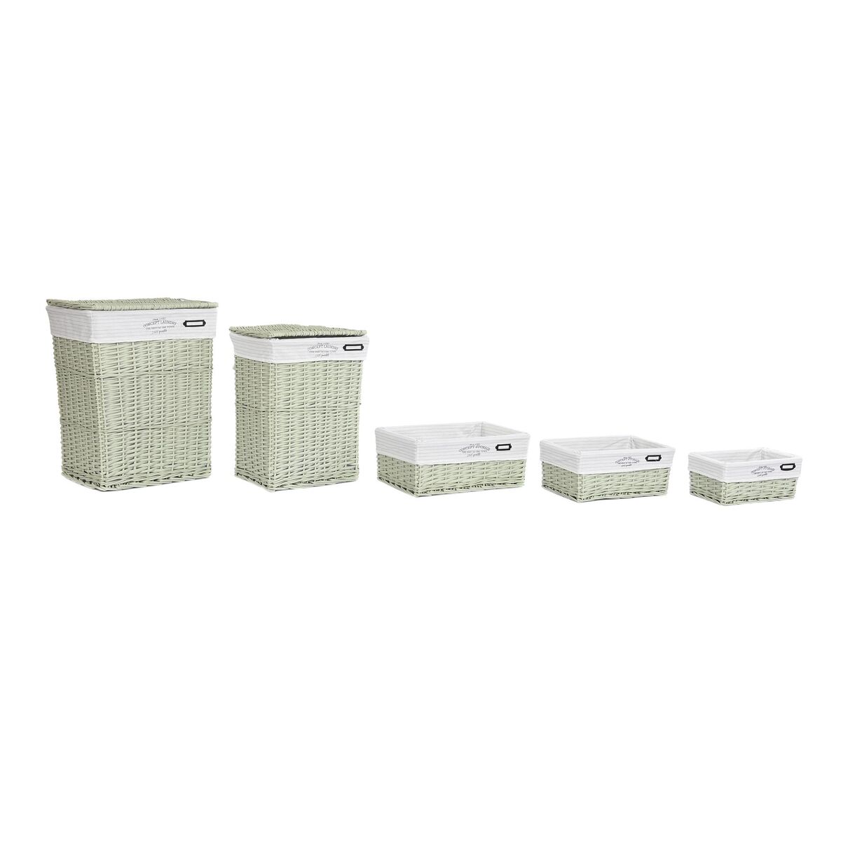 Cesta Multiusos DKD Home Decor Verde Mimbre 44 x 34 x 56 cm 5 Piezas