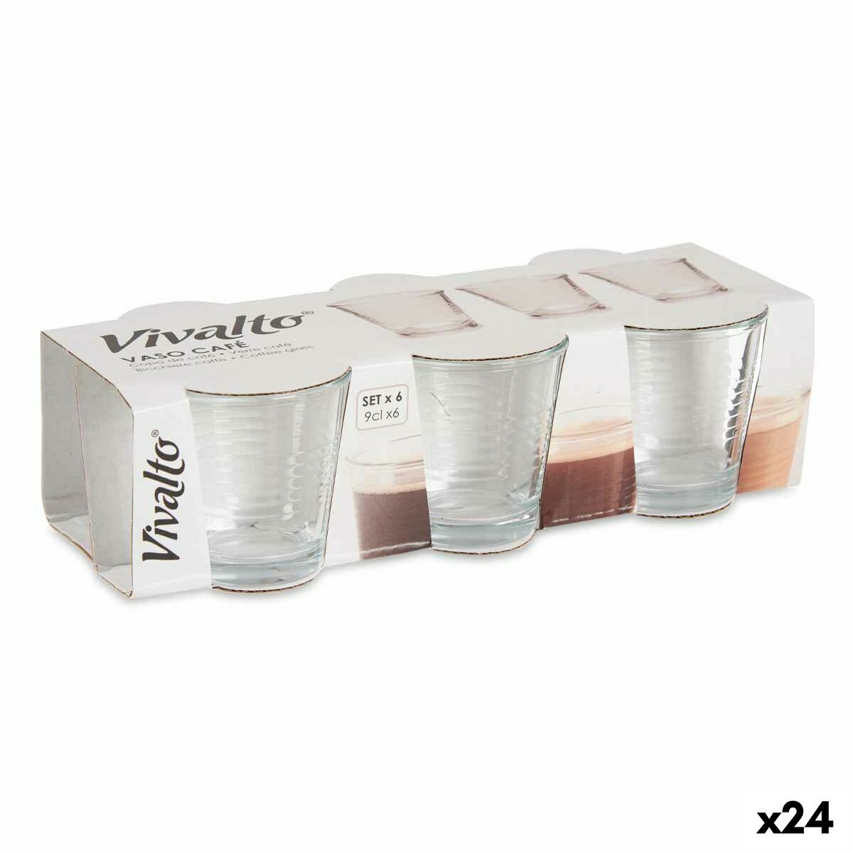 Set de Vasos Vivalto Transparente Vidrio 90 ml (24 Unidades)