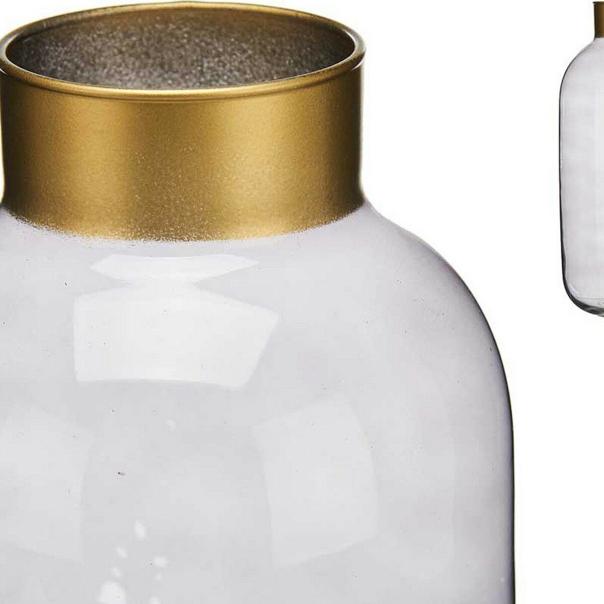 Jarrón Gift Decor Gris Dorado Vidrio Liso 14,5 x 29,5 x 14,5 cm